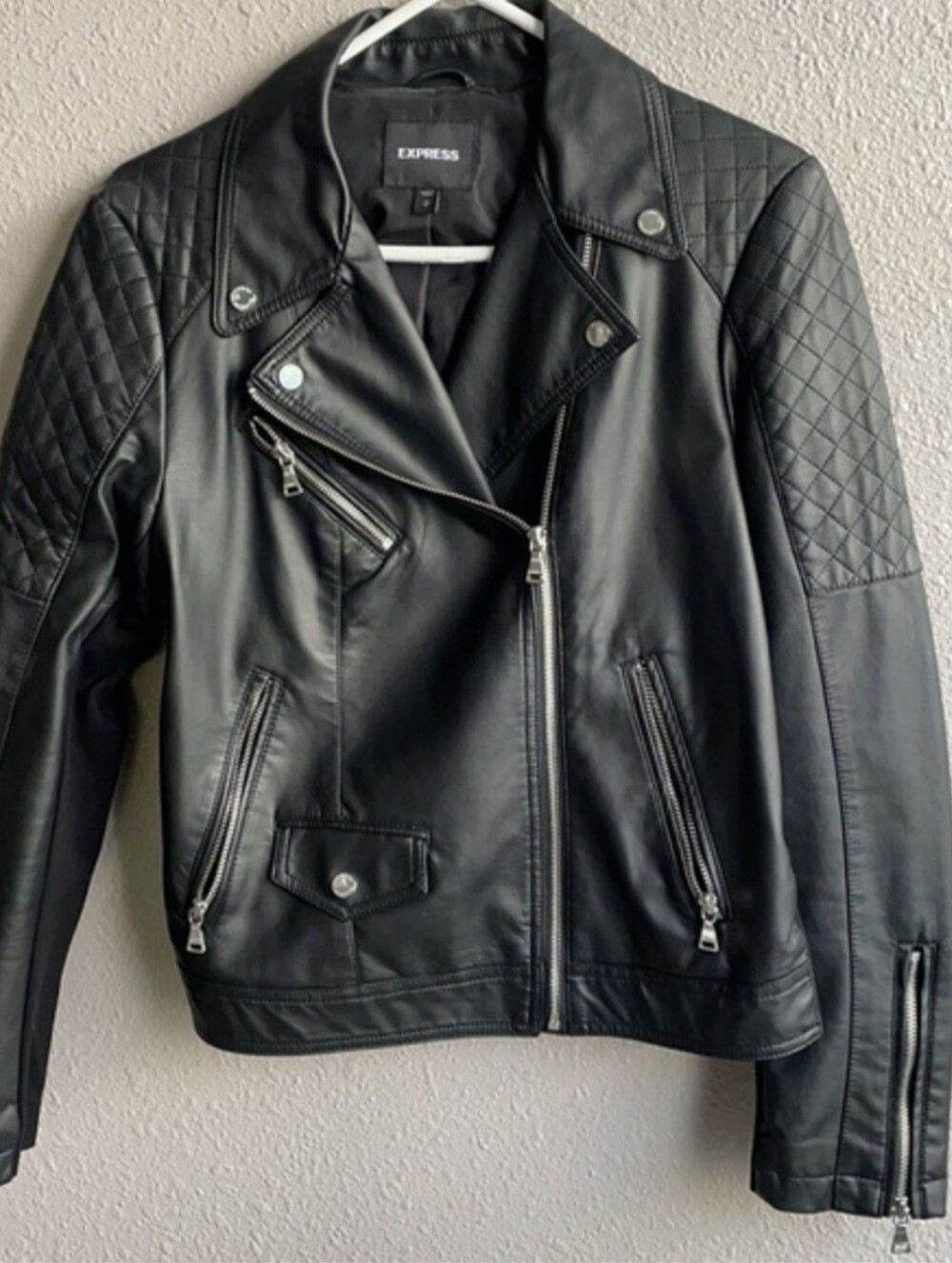 Express Faux Leather Moto Quilted Jacket